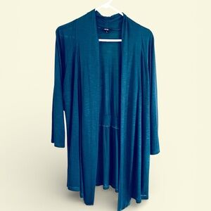 AGB Teal Lightweight Open-Front Long Cardigan Sz XL